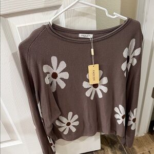 Koolkar Daisy Print Brown Sweatshirt